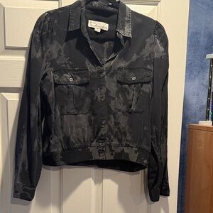 Vintage Black Tie-Dye Jean Jacket and pants . It is a 2 piece set